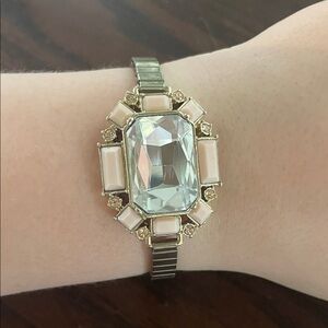 Gold-Tone Bracelet with Clear Crystal and Blush Accents